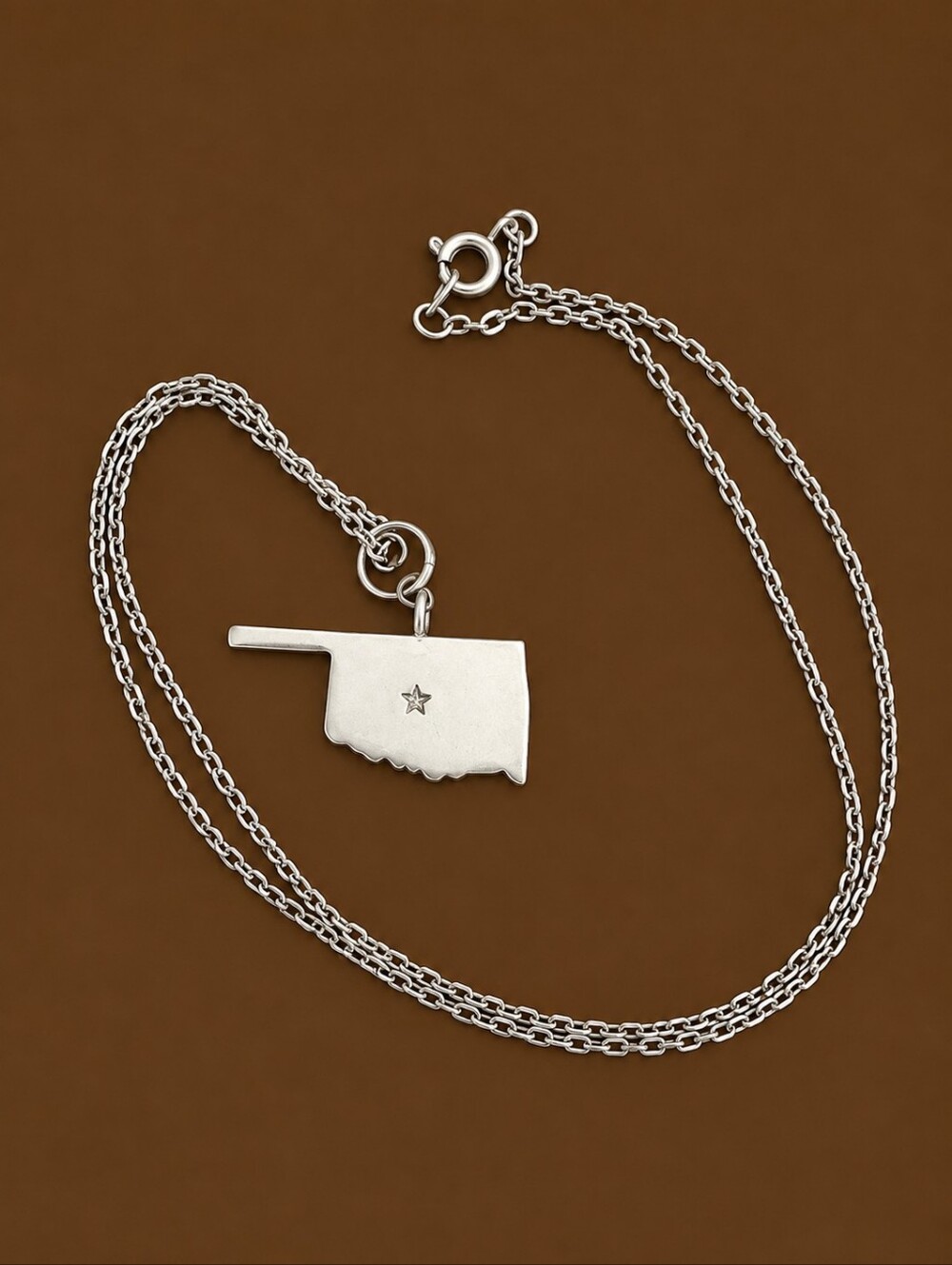 Vintage Dainty Oklahoma State Pendant Chain Necklace